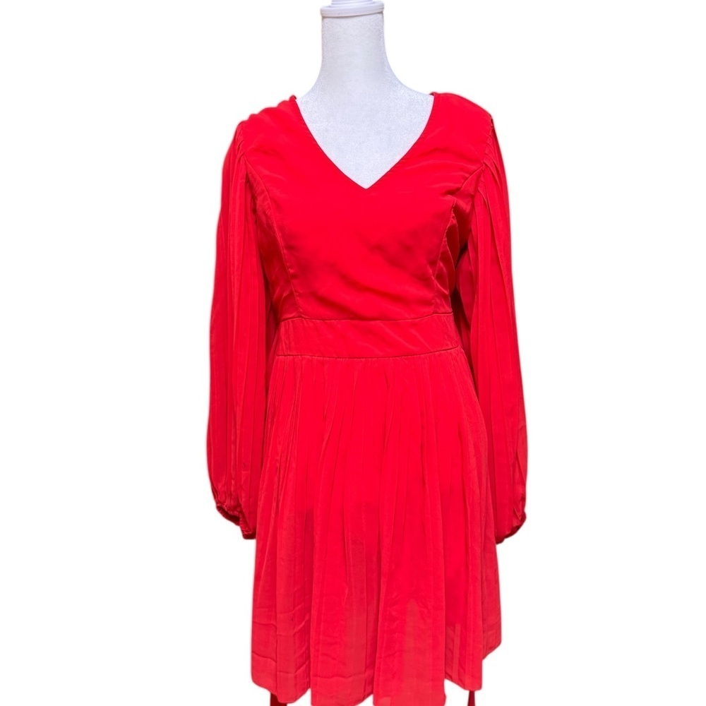 Jessica Simpson Red Long Sleeve Fit & Flare Mini Dress Size L Keyhole Back